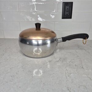 Vintage Wear-Ever Hallite No. 2103 1/2 USA 3-1/2 QT Aluminum Pot w/ Copper Lid